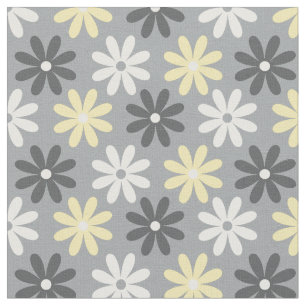 Tela Fabric Floral Group Pattern Amarillo y Gris