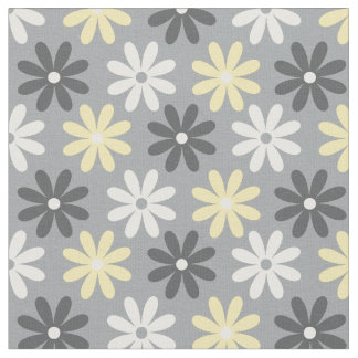Tela Fabric Floral Group Pattern Amarillo y Gris