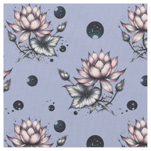 Tela Fabric with bottom woven lotuses (De cerca)