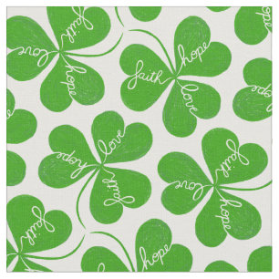 Tela Faith Hope Love St Patrick's Day Shamrock Pattern