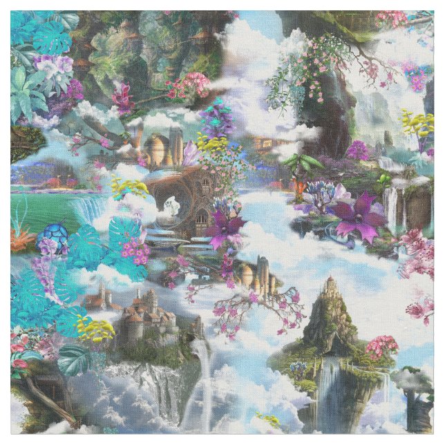 Tela Fantasía Otros mundos en las nubes (De cerca)