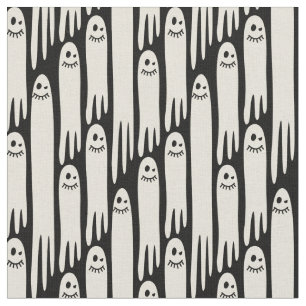 Tela Fantasmales amistosos en crema y negro - Halloween