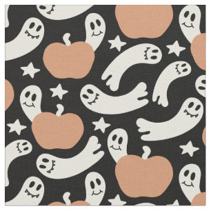 Tela Fantasmas juguetones y calabazas en negro – Hallow