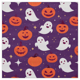 Tela Fantasmas y calabazas en púrpura