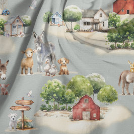 Tela Farm Land Blue Seamless Pattern