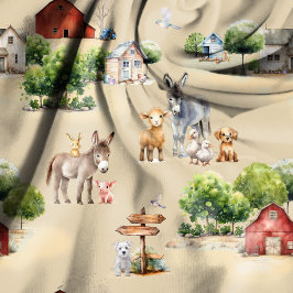 Tela Farm Land Tan Scenic Pattern