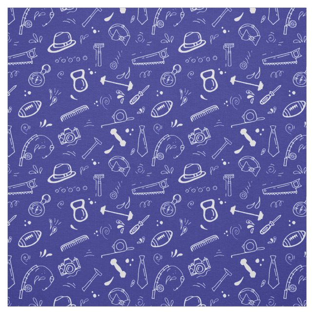 Tela Fathers Day Dad Dad Tools Items on Blueprint Blue (Retal)