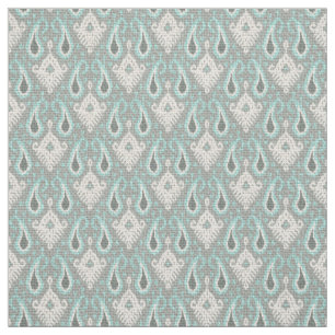 Tela Faux Burlap Textil Turquoise Ikat Tribal Pattern