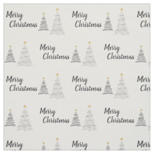 Tela Felices árboles de navidad elegantes blancos y