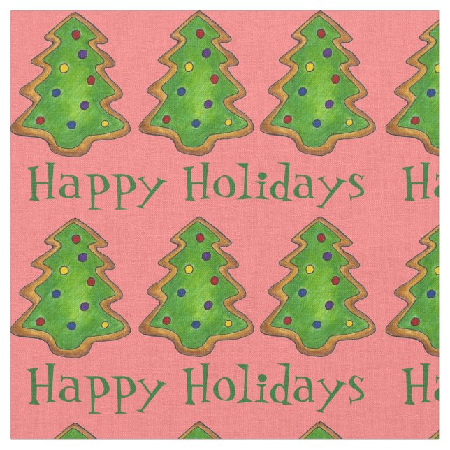 Tela Felices fiestas navideñas galletitas (De cerca)