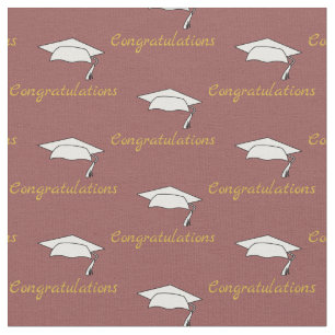Tela Felicitaciones patrón de gorra del graduado rojo o