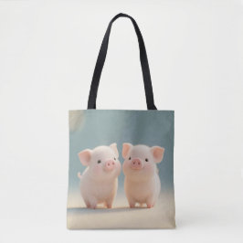 Tela Feliz bolso de té con par de cerdo