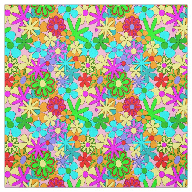 Tela feliz brillante de las flores (Retal)