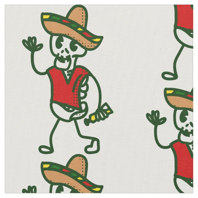 Tela feliz cinco de mayo esqueleto lindo mexicano (De cerca)