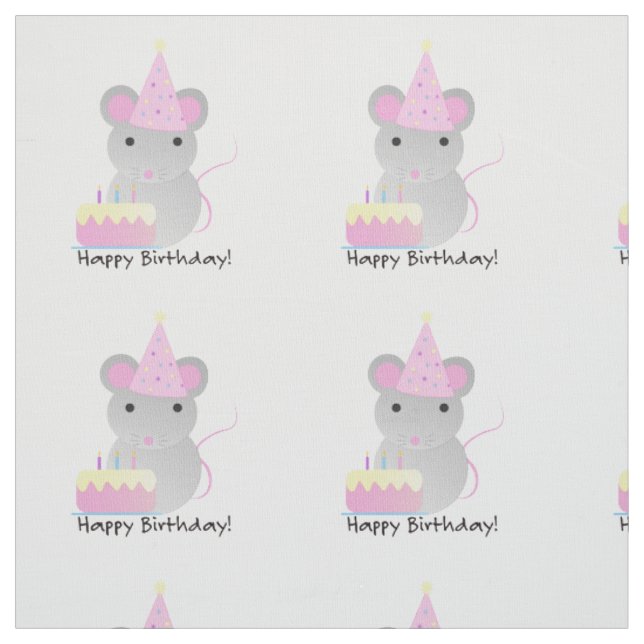 Tela Feliz cumpleaños Fiesta Mouse (Retal)