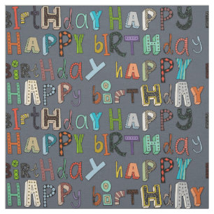 Tela feliz cumpleaños metalizado