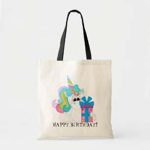 Tela Feliz cumpleaños, unicornio, bolso de toscina