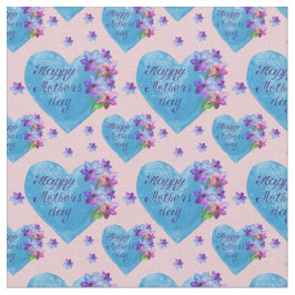 Tela Feliz Día de la Madre Corazón Azul floral en rosa 