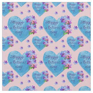 Tela Feliz Día de la Madre Corazón Azul floral en rosa