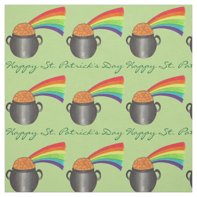 Tela Feliz Día de San Patricio, la olla arcoiris de oro (Retal)