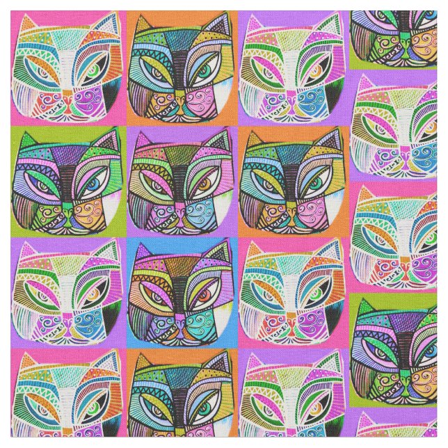 Tela Feliz Gato Arcoiris (De cerca)