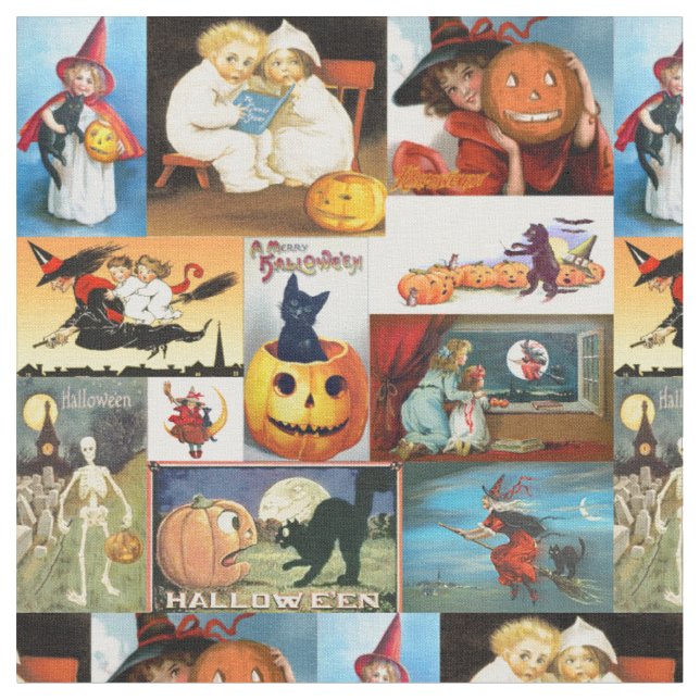 Tela Feliz Halloween Medley Retro (De cerca)