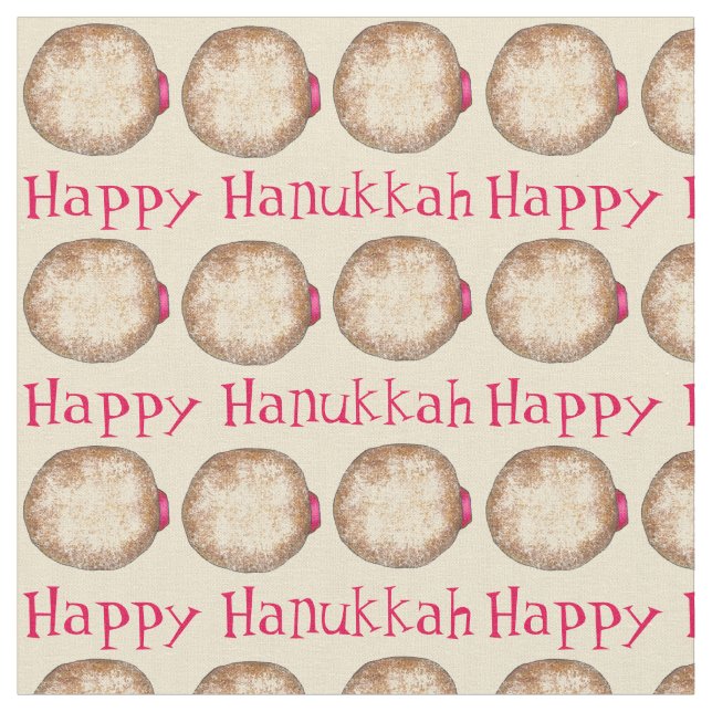 Tela Feliz Hanukkah Chanukah Jelly Donut Sufganiyah (De cerca)