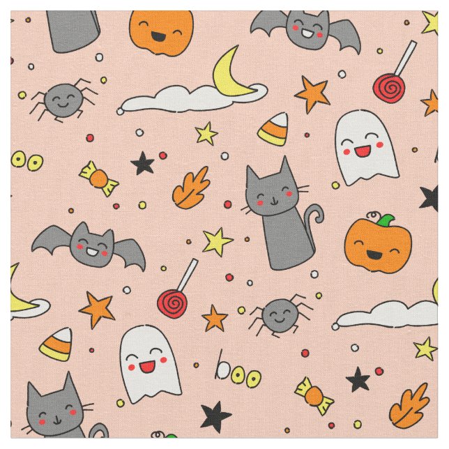 Tela Feliz Haunting Halloween Fabric (De cerca)