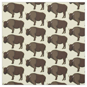 Tela Feliz ilustracion de búfalo de bisonte americano