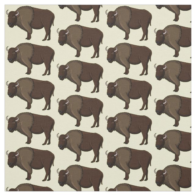 Tela Feliz ilustracion de búfalo de bisonte americano (Retal)