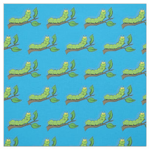 Tela Feliz ilustracion personalizado de oruga verde