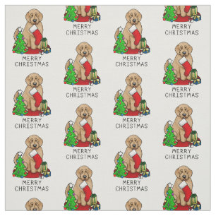 Tela Feliz Navidad 2 Goldendoodle (rojo dorado) Cute