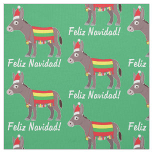 Tela ¡Feliz Navidad! Burro vestido para arriba para lo