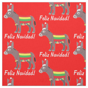 Tela ¡Feliz Navidad! Burro vestido para las vacaciones