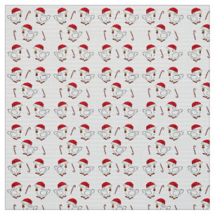 Tela Feliz Navidad Chick con sombreros de Santa