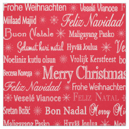 Tela Feliz Navidad diferentes idiomas plantilla roja