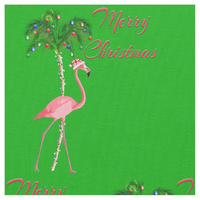 Tela Feliz Navidad Flamingo (De cerca)