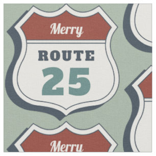 Tela feliz navidad julio ruta 25 señal de viaje vintage