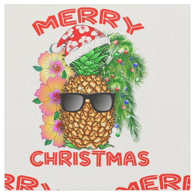 Tela Feliz Navidad Santa Piña (De cerca)