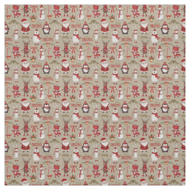 Tela Feliz Navidad Santa y amigos Fabric (Retal)