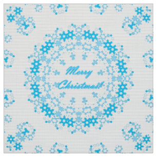 Tela Feliz Navidad texto redondo marco copo de nieve az