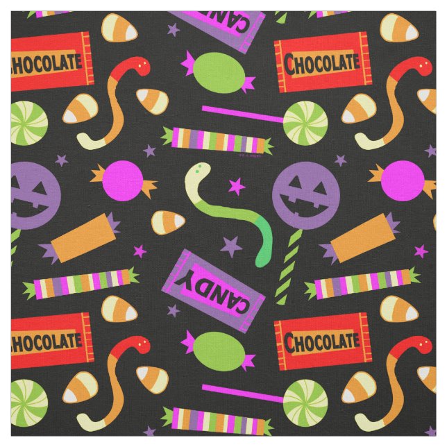 Tela Feliz patrón de dulces de Halloween (Retal)