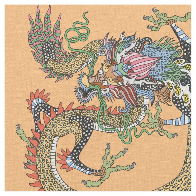 Tela Feng Huang y el dragón chino (De cerca)
