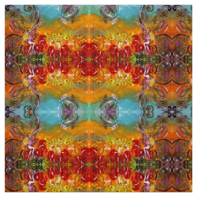 Tela FERIAS DE FLORES ROJOS FANTASÍA Floral (Retal)