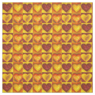 Tela Feroy Fire Gouache Pintado Corazones Naranja Rojo