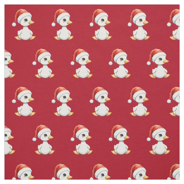 Tela Festive Christmas Baby Goose with Santa Hat Red (Retal)