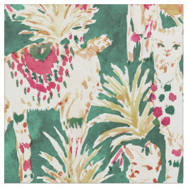 Tela FESTIVO LLAMA Rojo Vacaciones Verdes