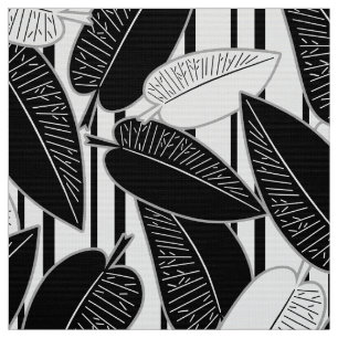 Tela Ficus negro moderno hojas con rayas abstractas p
