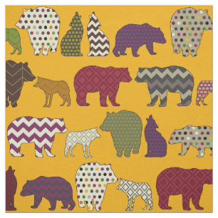Tela fiesta de lobo de oso amarillo