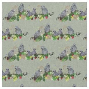 Tela Fiesta de loro gris africano Fabric (Khaki)